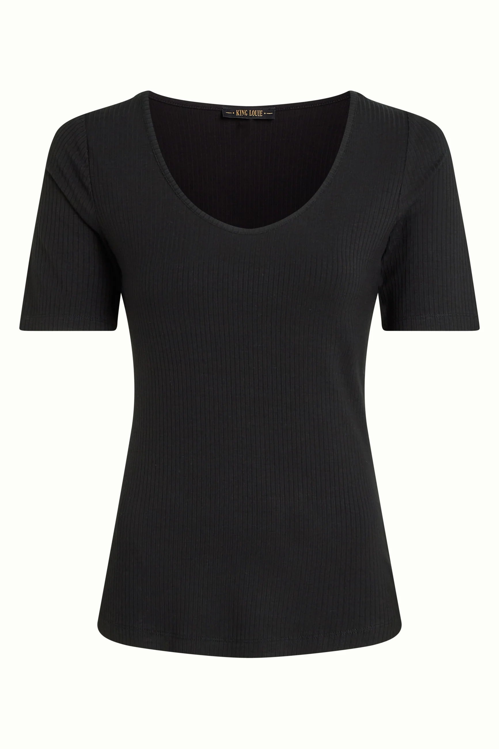 Kinglouie Top Carice Uni Rib black