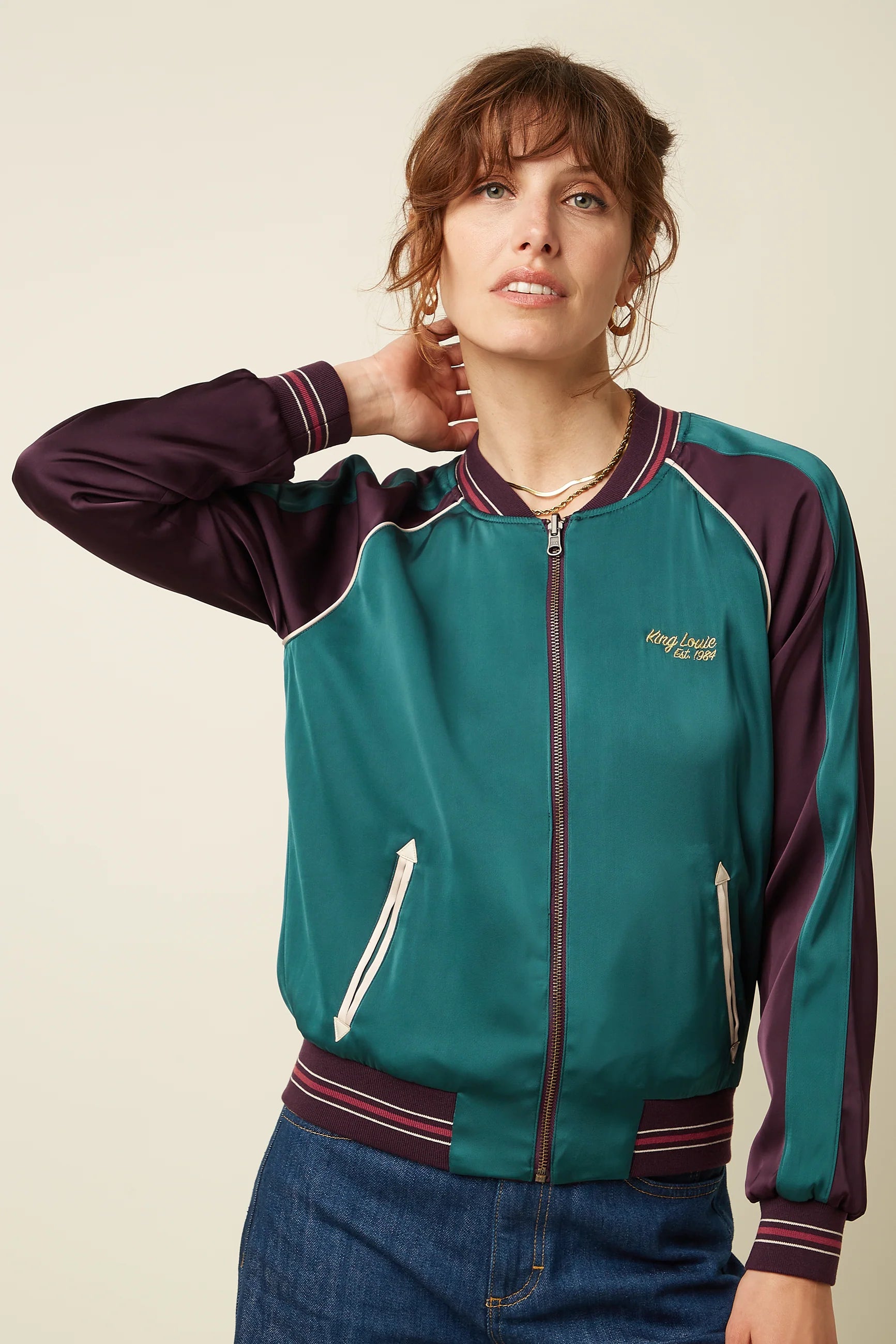 Kinglouie Bomber Jacket Dusk Satin