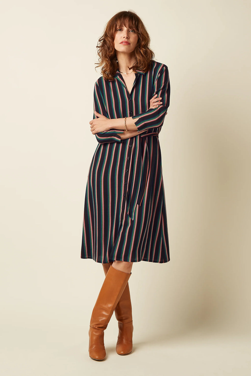 Kinglouie Claire Dress Harley Stripe