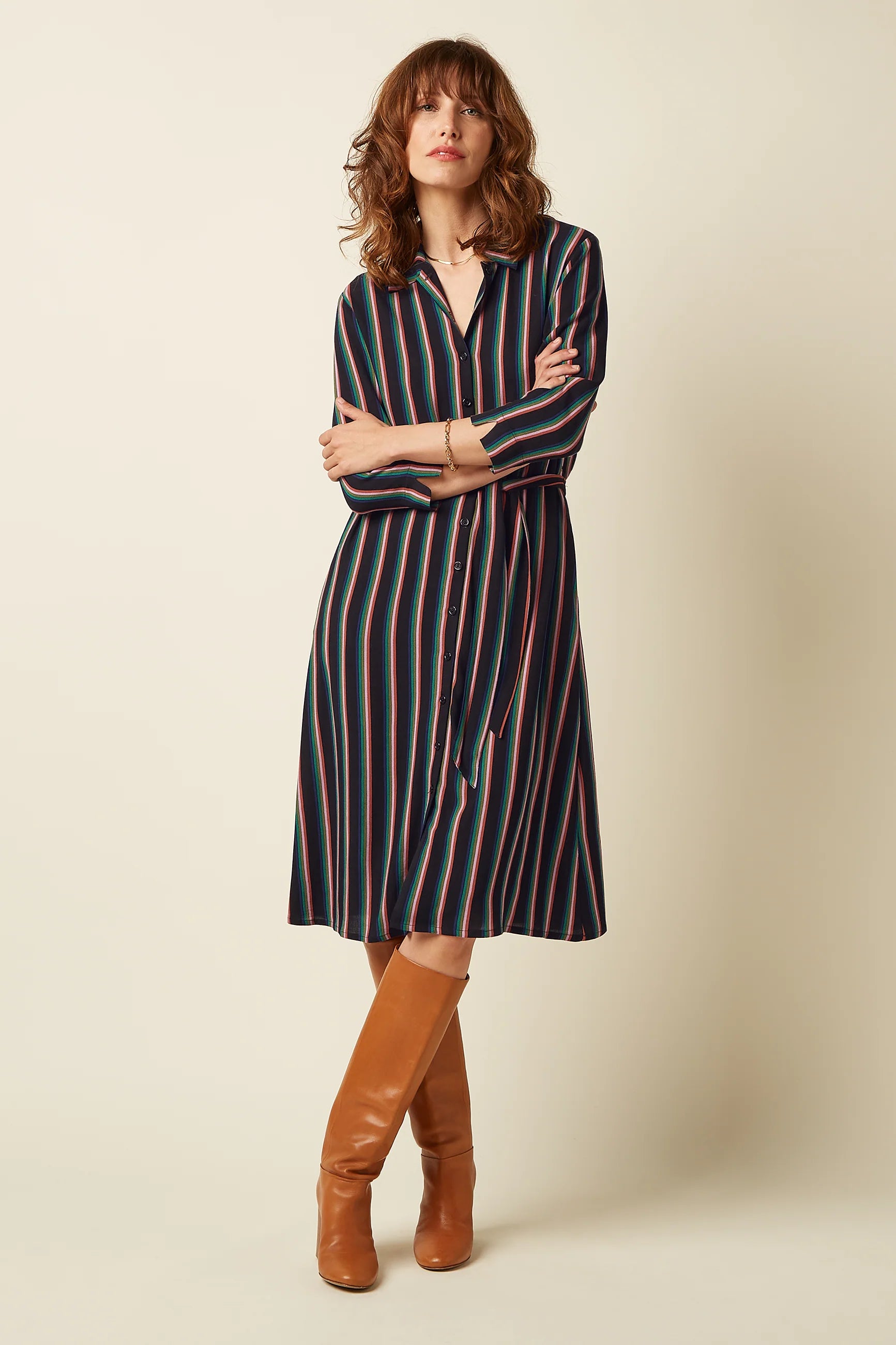 Kinglouie Claire Dress Harley Stripe