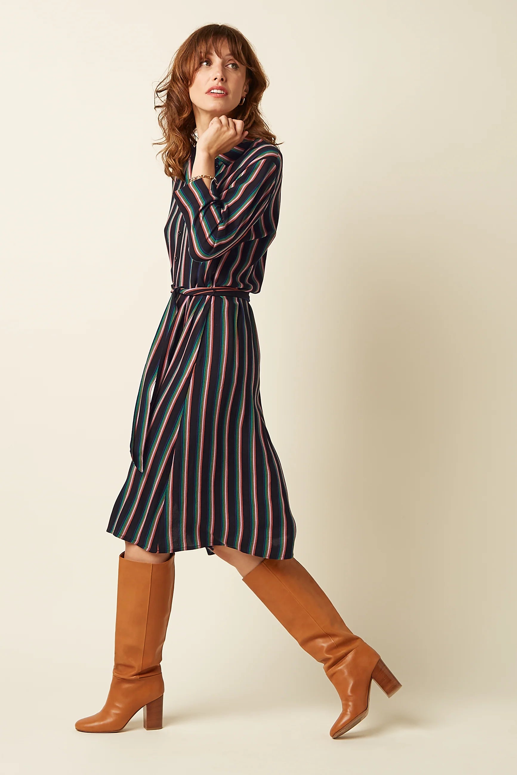 Kinglouie Claire Dress Harley Stripe