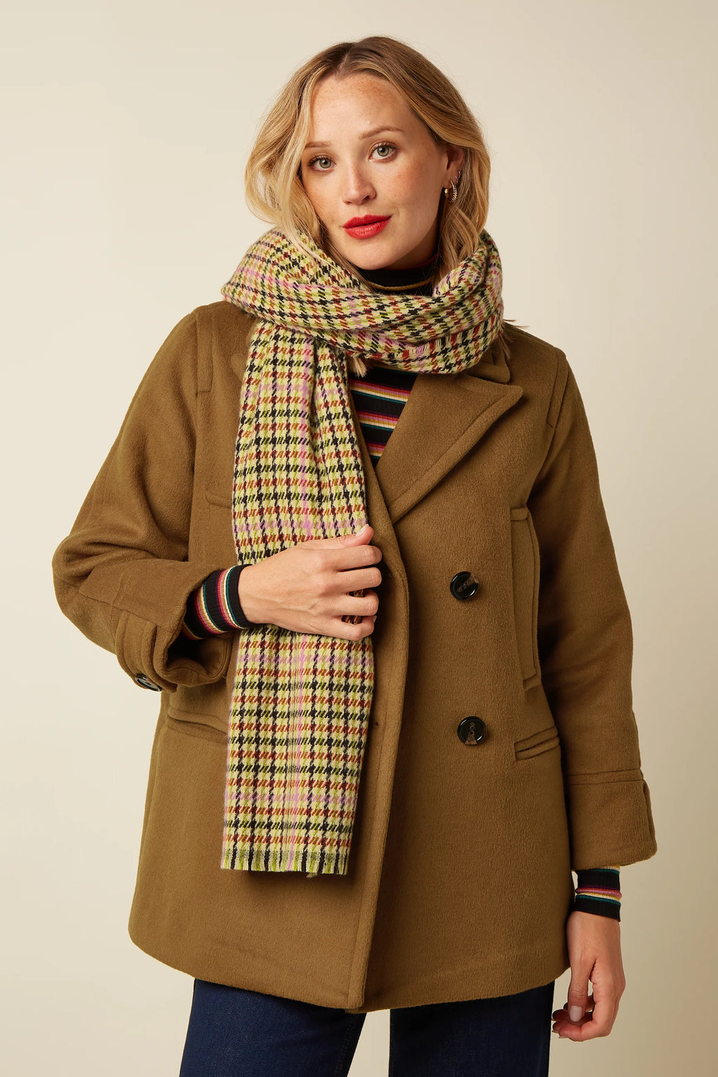 Kinglouie Schal Houndstooth braun