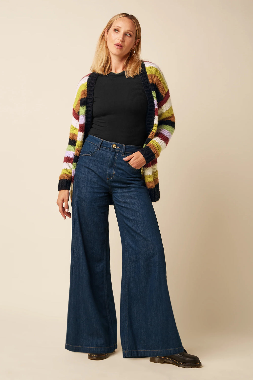 Kinglouie Cardi Oversize Campo Knit Stripe