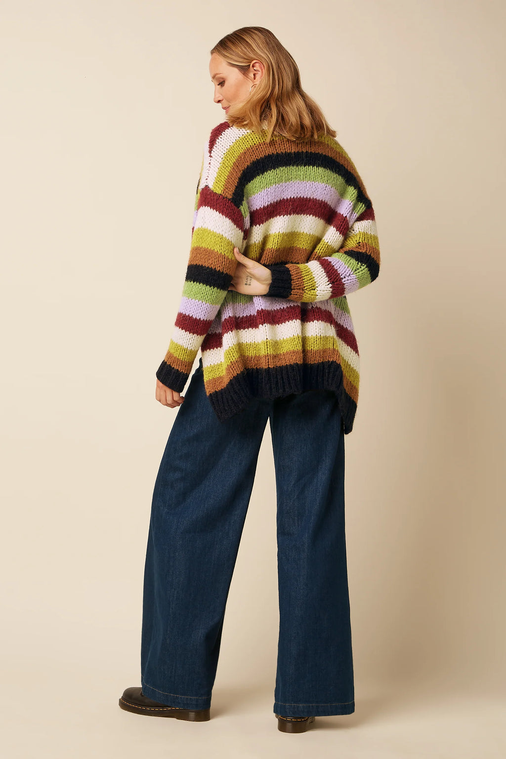 Kinglouie Cardi Oversize Campo Knit Stripe