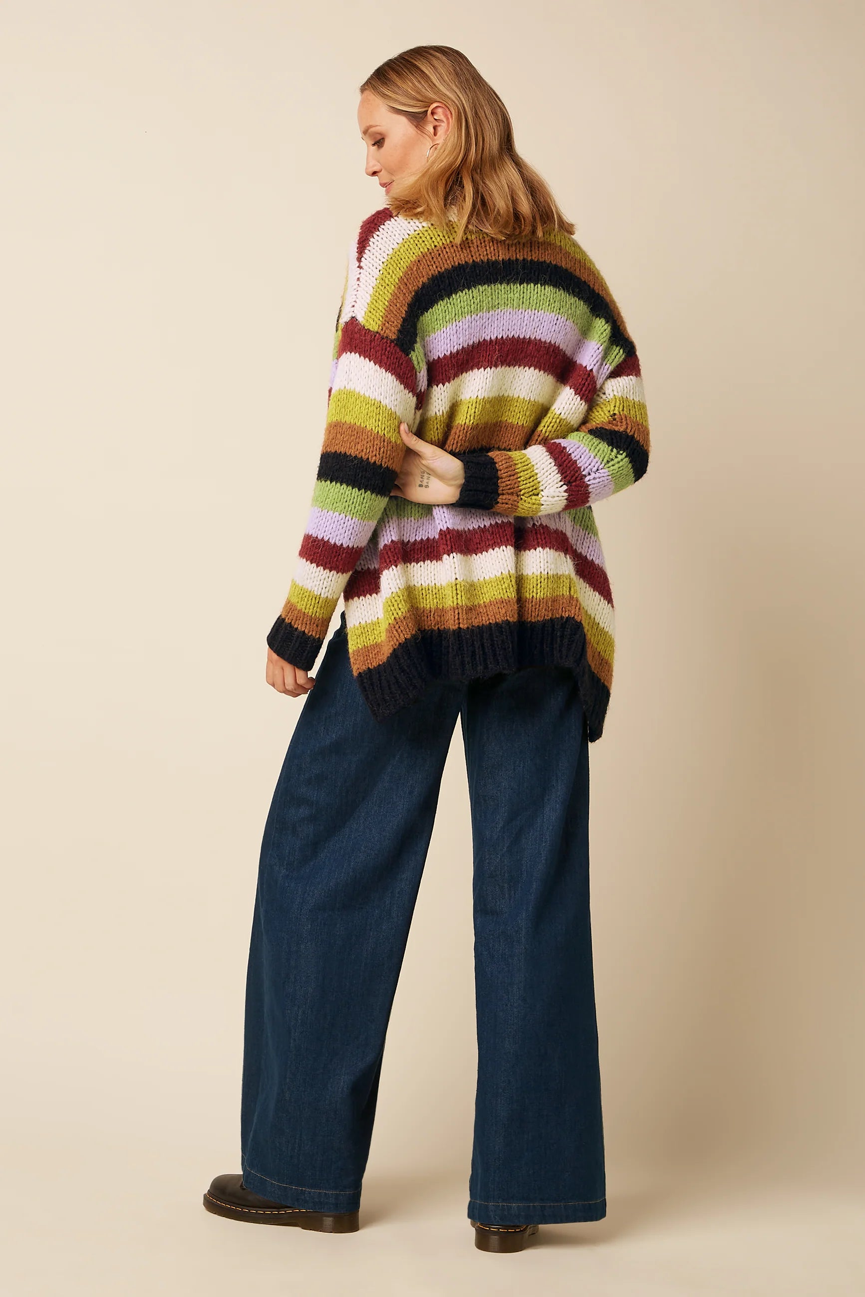 Kinglouie Cardi Oversize Campo Knit Stripe
