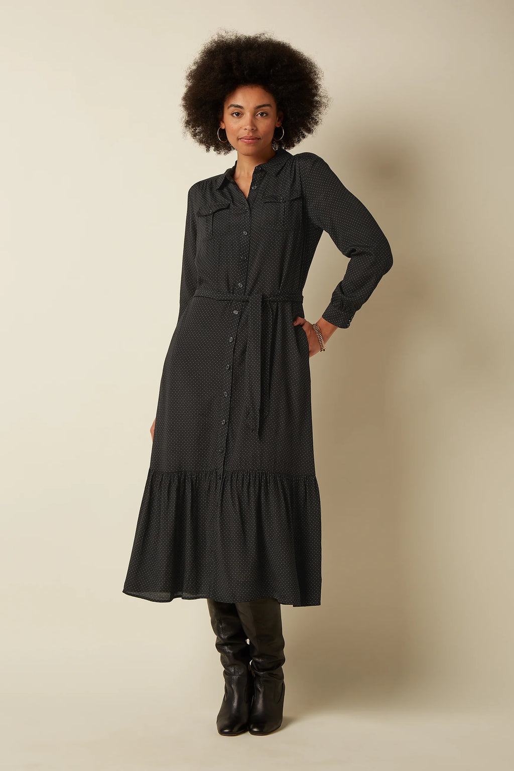 Kinglouie Kleid Olive Ruffle