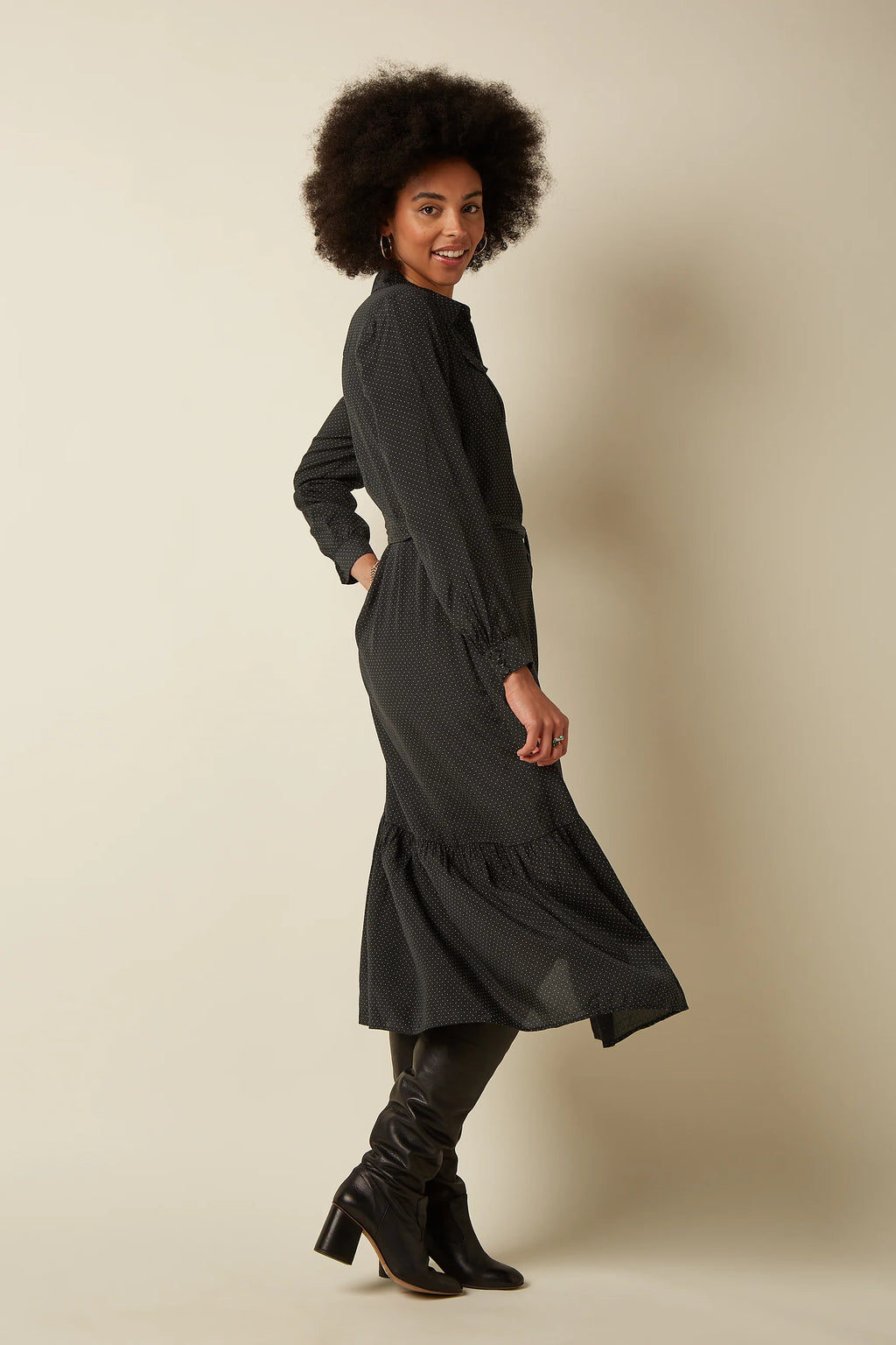 Kinglouie Kleid Olive Ruffle