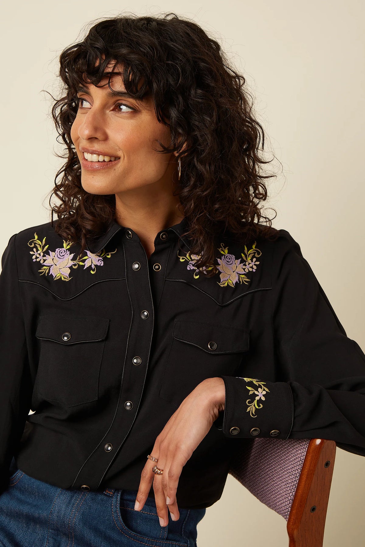 Kinglouie Bluse Western Rosetta