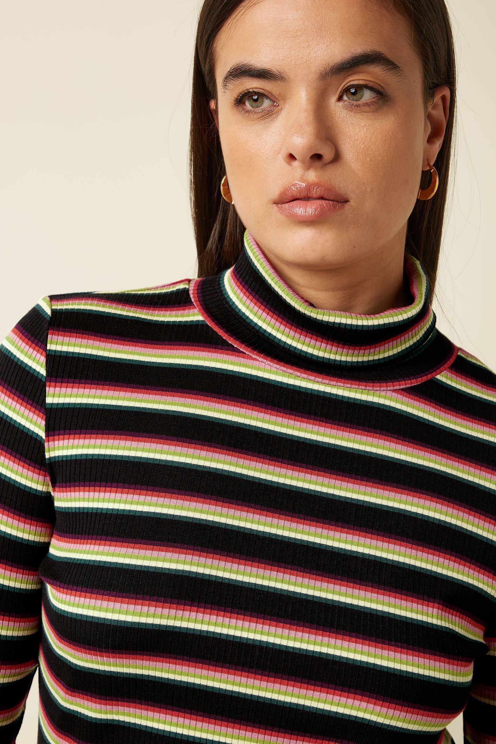 Kinglouie Rollneck Top Lottie Stripe