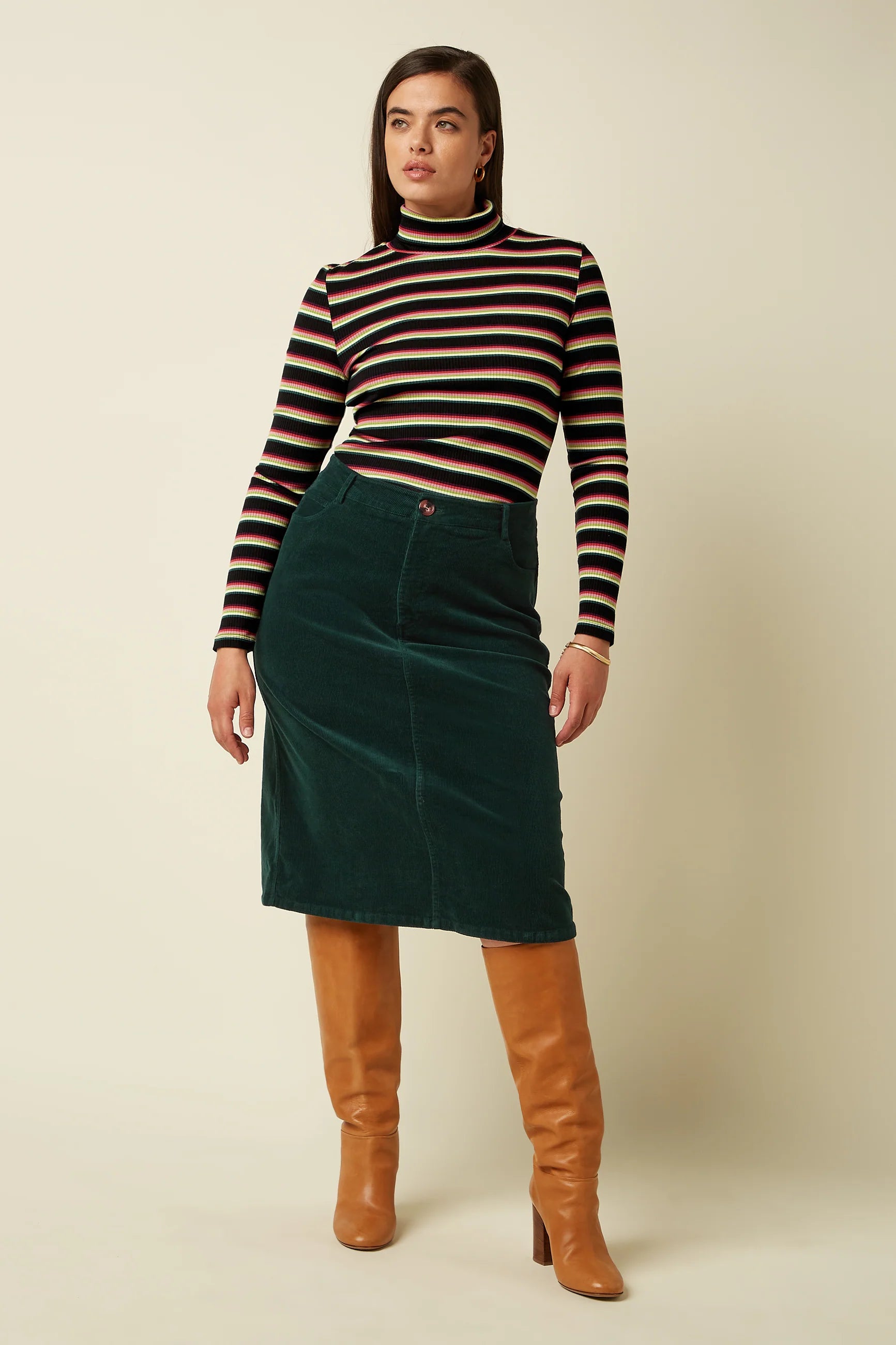 Kinglouie Rollneck Top Lottie Stripe