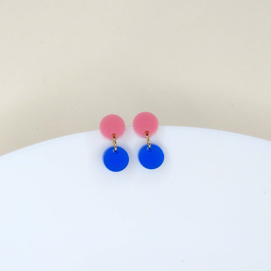 Niemalsmehrohne Ohrringe Dotty rosa/tiefblau