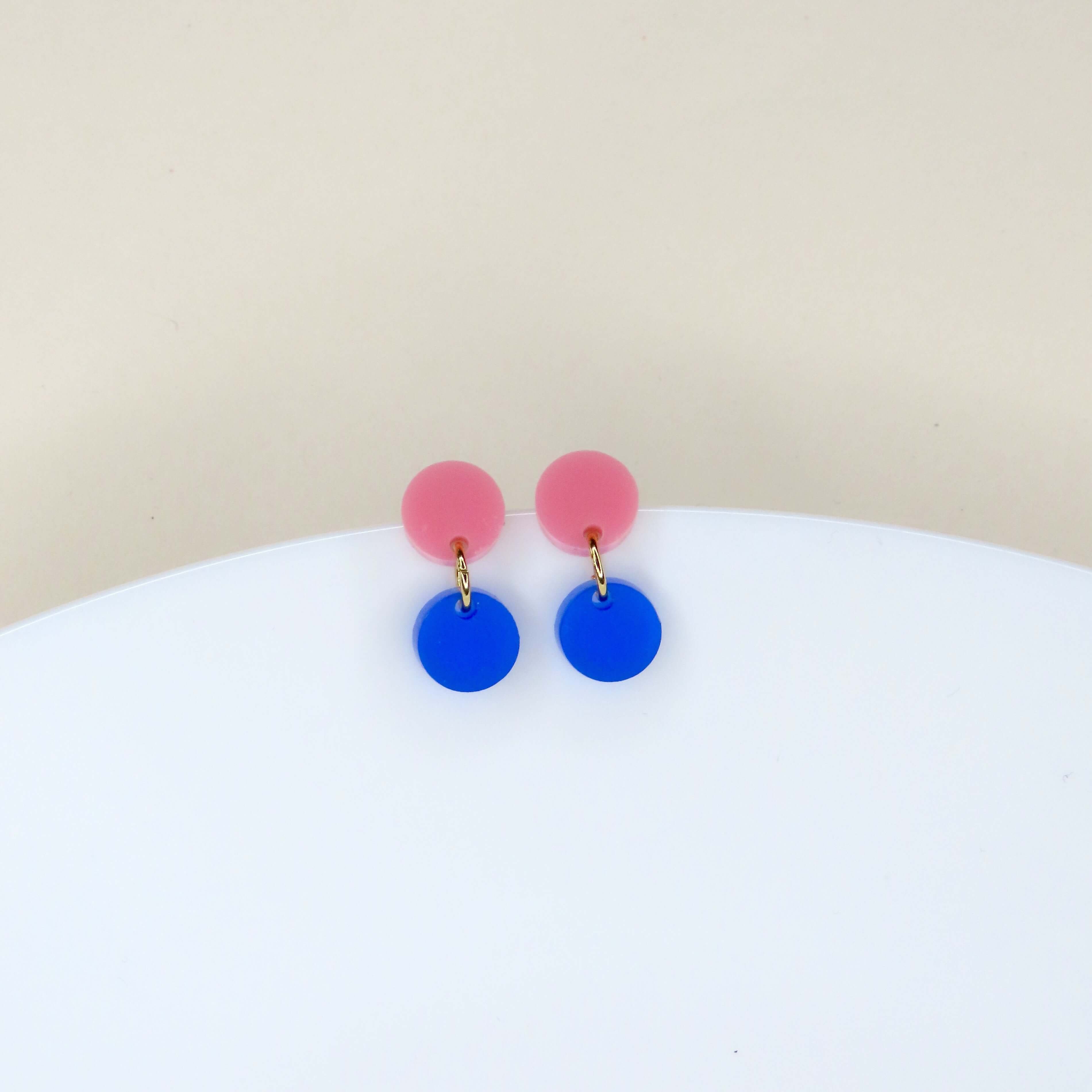 Niemalsmehrohne Ohrringe Dotty rosa/tiefblau