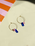 Niemalsmehrohne Ohrringe Dots mit Stick Hoops königsblau/rosa