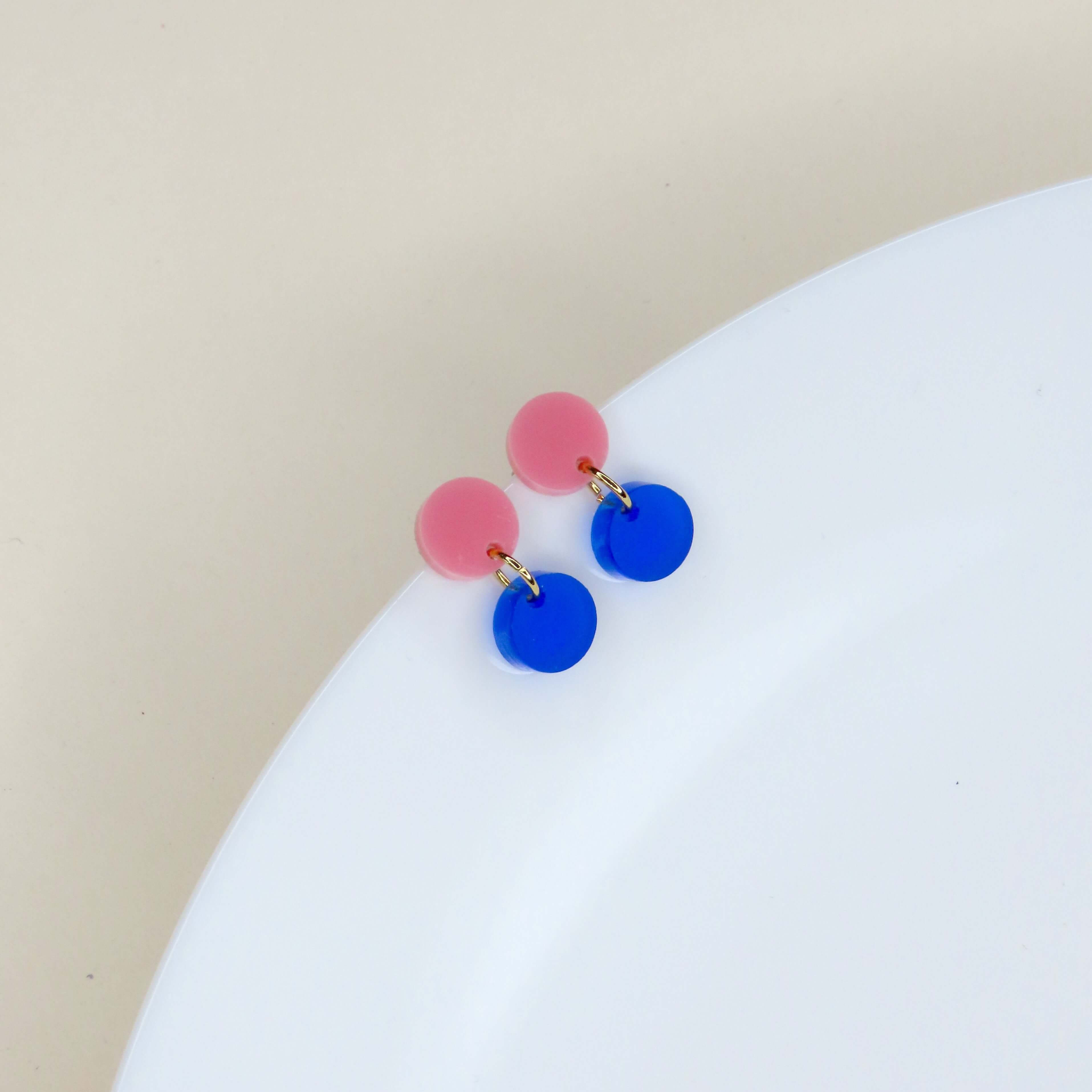 Niemalsmehrohne Ohrringe Dotty rosa/tiefblau