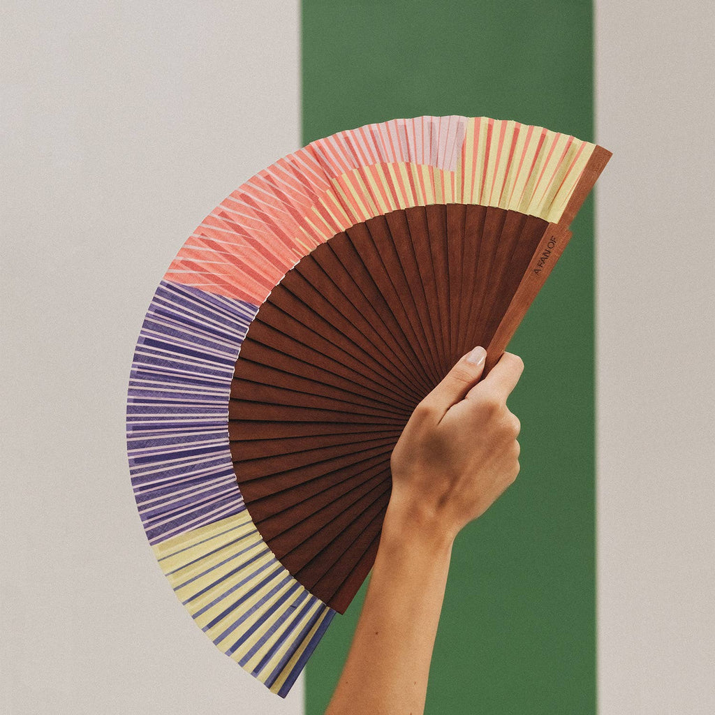 SUNGLOW Fächer - 23 cm - lila, gelb und koralle