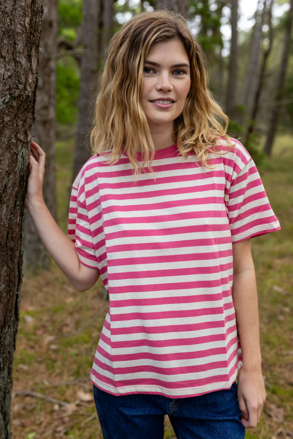 DANEFAE Shirt Danebasic Boxy Soft Cherry/Light Beige