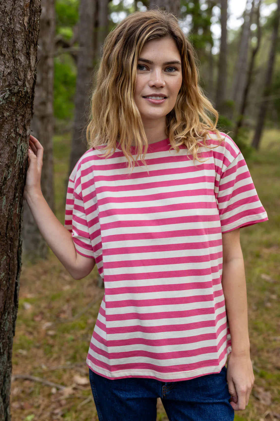 DANEFAE Shirt Danebasic Boxy Soft Cherry/Light Beige