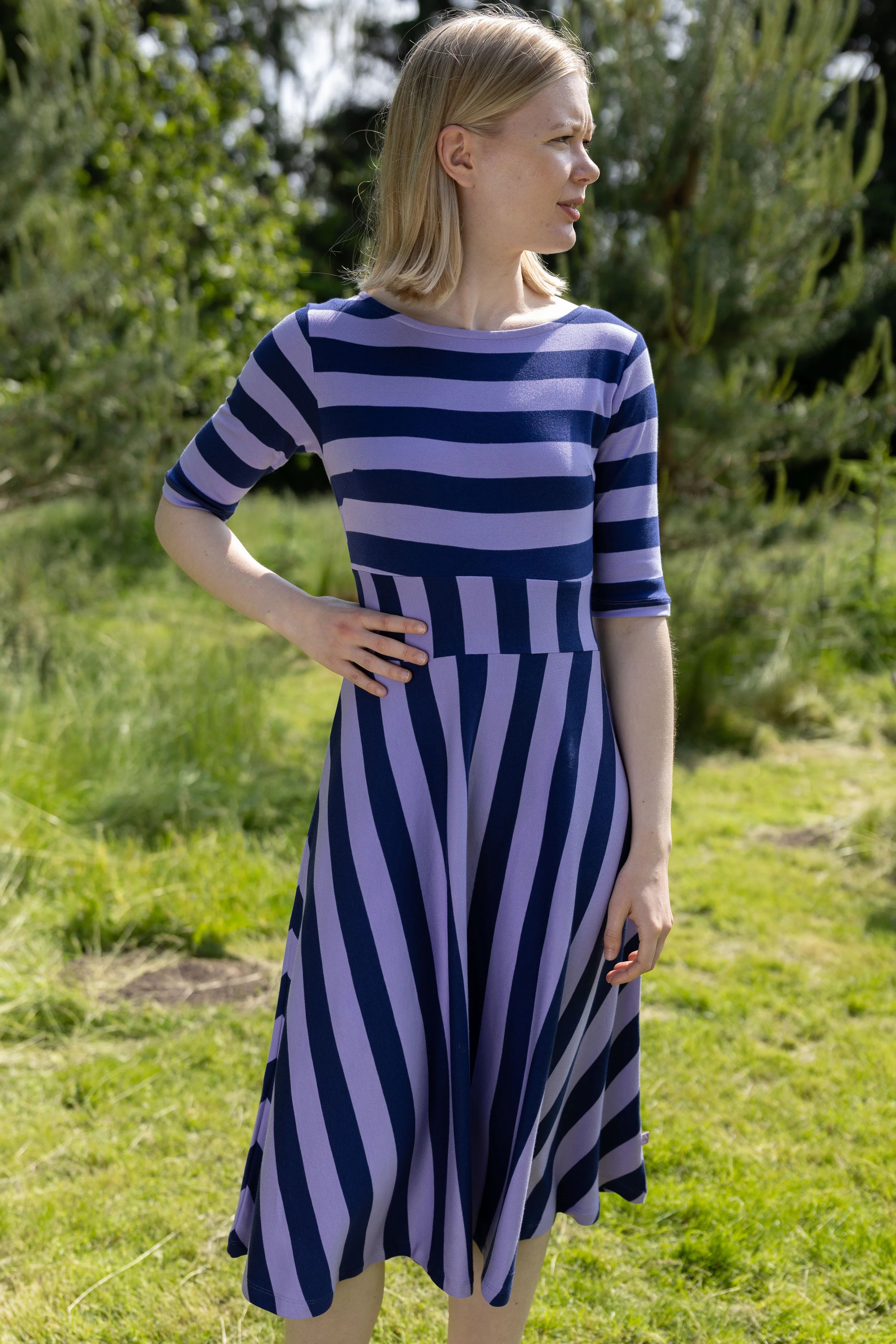 DANEFAE Kleid Danecharlotte Interlock Dk. Blue/Lilac