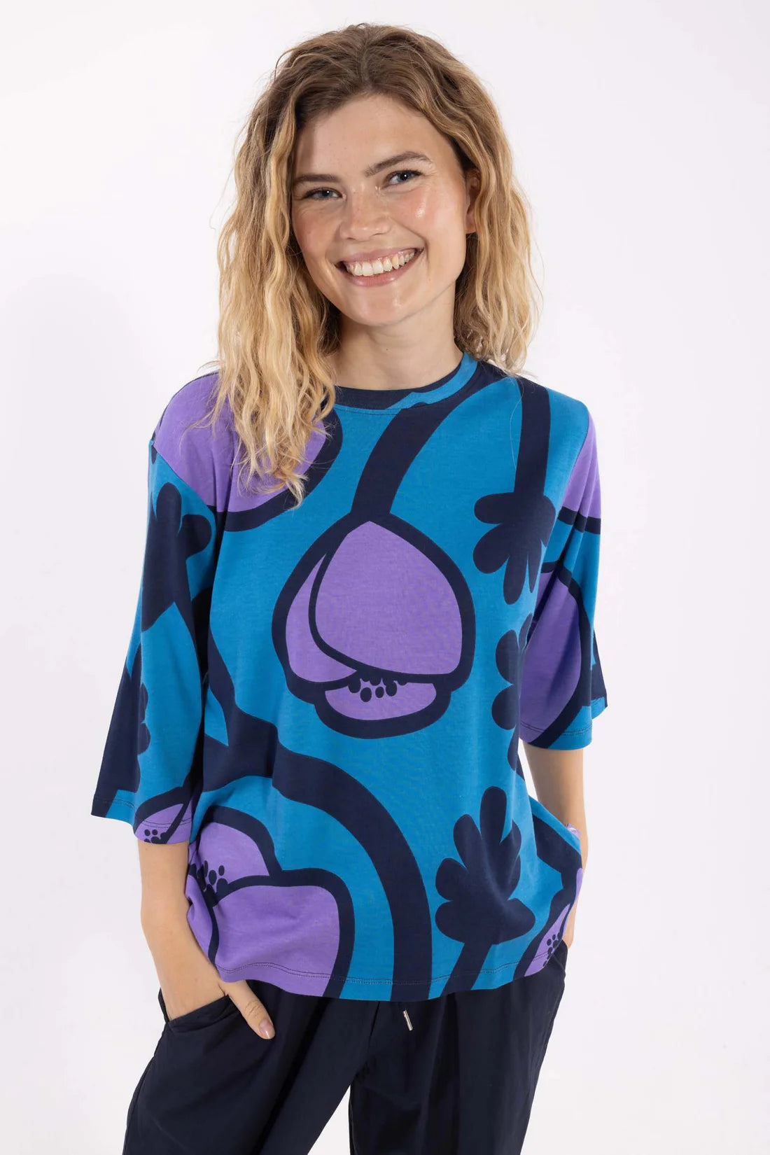 DANEFAE Daneglad Interlock Tee Faded Blue POPPY