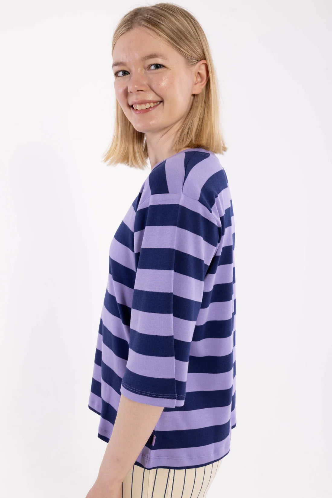 DANEFAE Shirt Daneglad Interlock Dk.Blue/Light Lilac