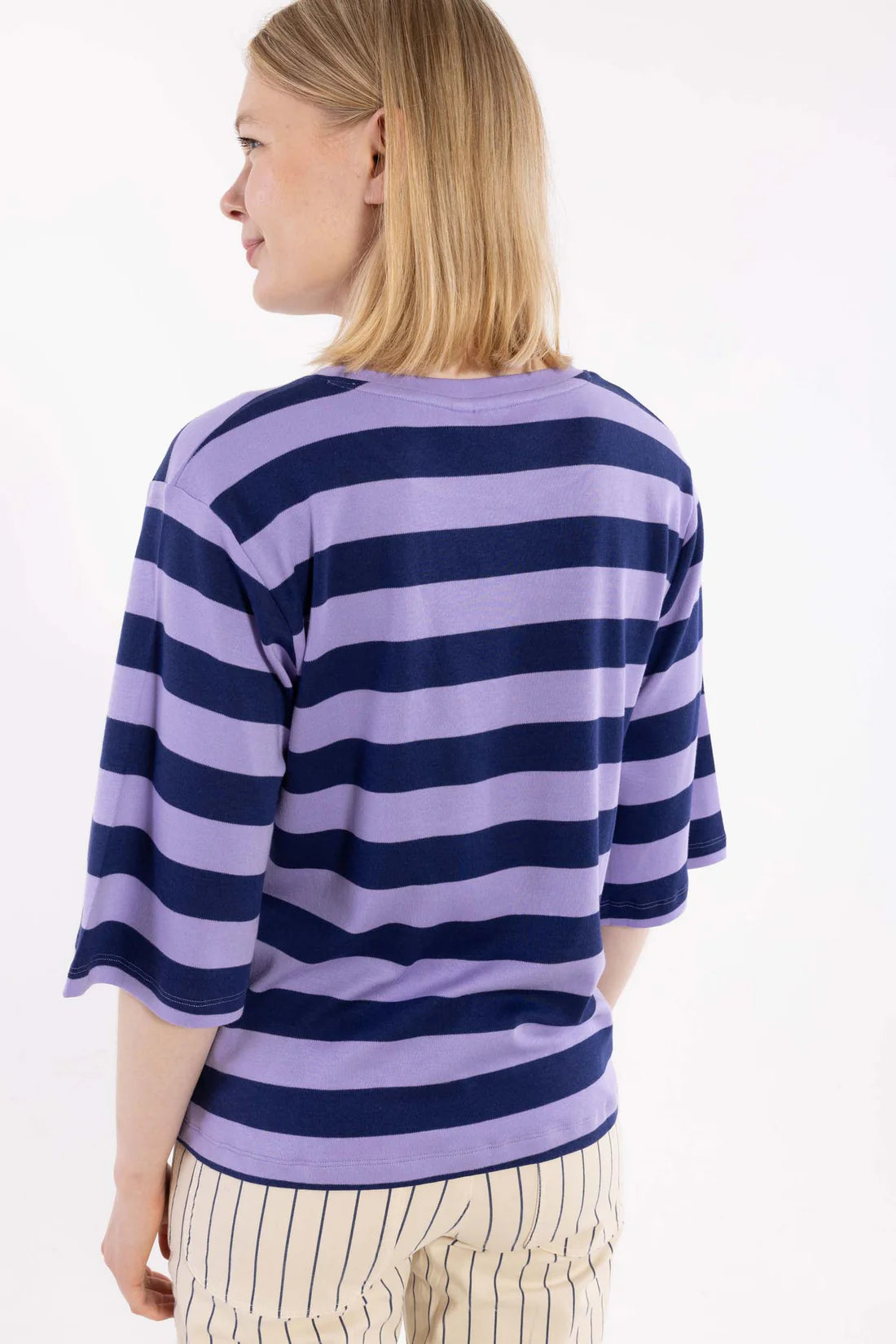 DANEFAE Shirt Daneglad Interlock Dk.Blue/Light Lilac