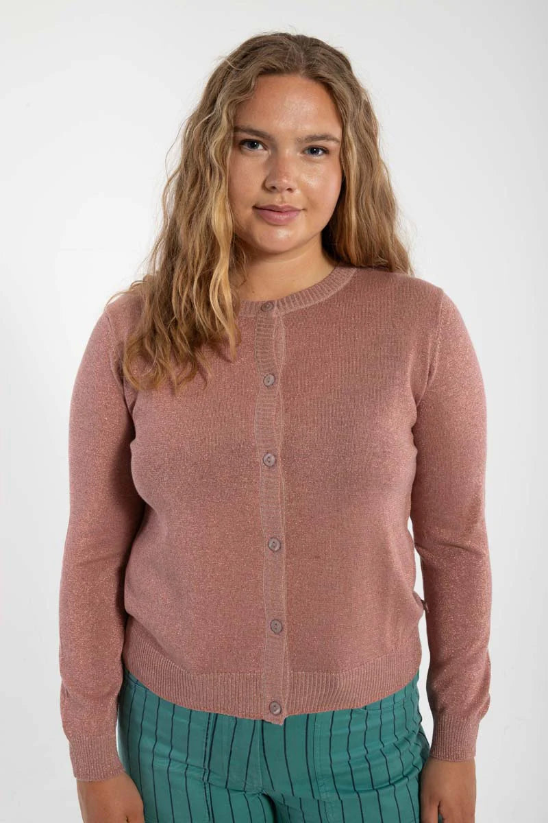 DANEFAE Strickjacke Danesaga Glitter Rose Beige