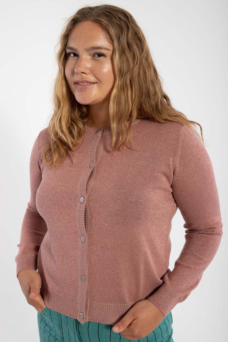 DANEFAE Strickjacke Danesaga Glitter Rose Beige