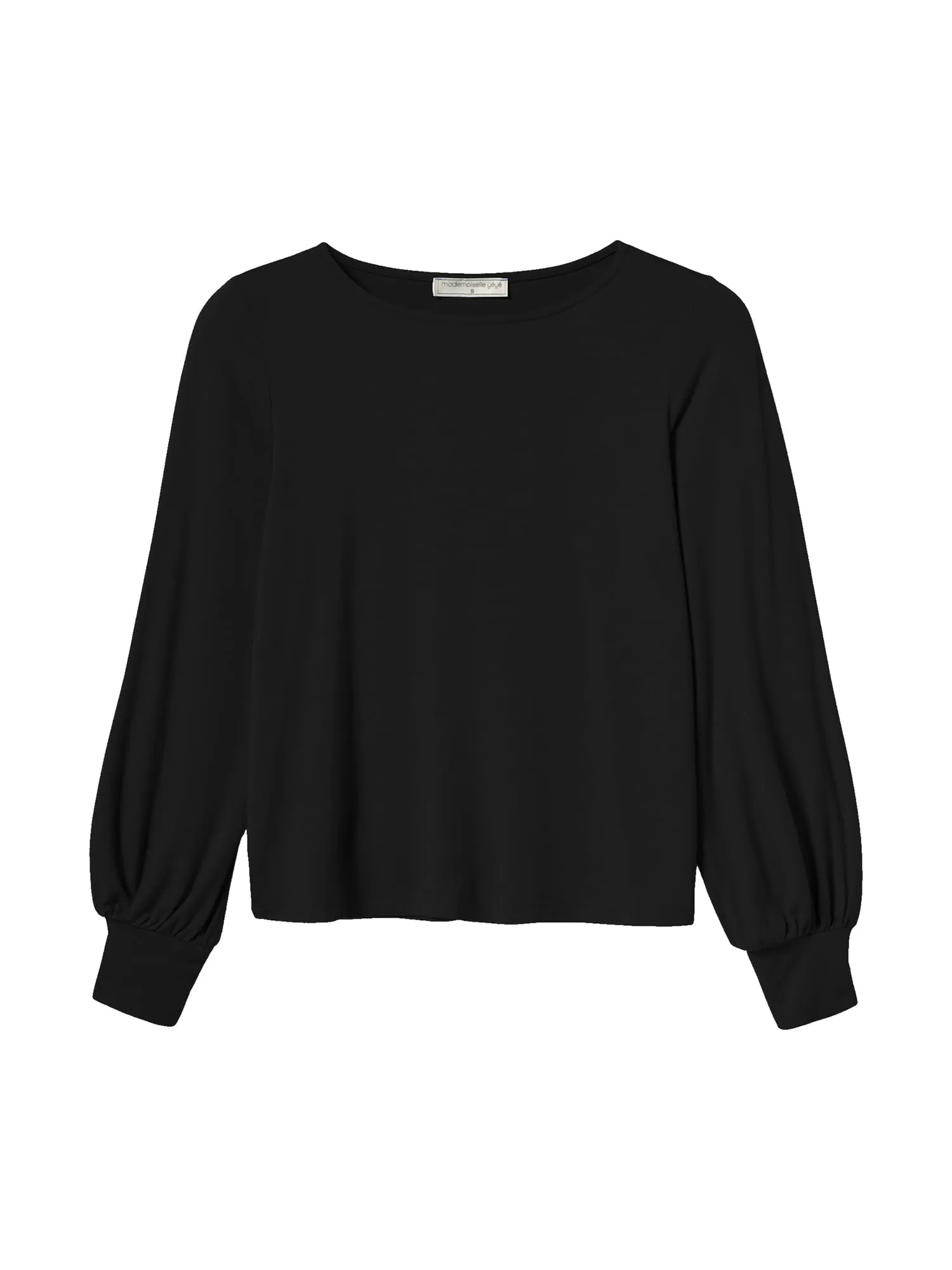 Longsleeve mit femininen Ärmeln aus LENZING™ ECOVERO™ Perfect Raffine Top Farbe/Muster: Black Feminines und elegantes Langarmtop -perfekter Ersatz für eine Bluse. Nachhaltig und zertifiziert Weiche Jersey-Qualität Gerade Passform Bootiger Ausschnitt Lange, dezente Ballonärmel 95% Viskose (LENZING™ ECOVERO™), 5% Elasthan