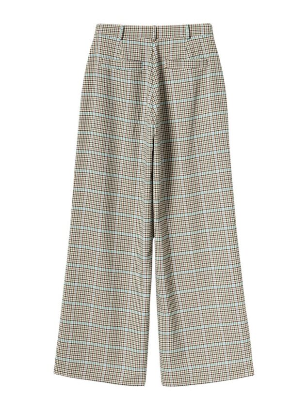 Mademoiselle YéYé-Bundfalten Hose aus Webstoff Farbe/Muster: Checker Checkmate Trousers Ein echter Klassiker: die karierte Bundfaltenhose. Easy zu stylen und nie aus der Mode. Leichter Webstoff Langes, weites Bein Bundfalten Schräge Eingriffstaschen vorne Leistentaschen hinten 100% Polyester (recycled)