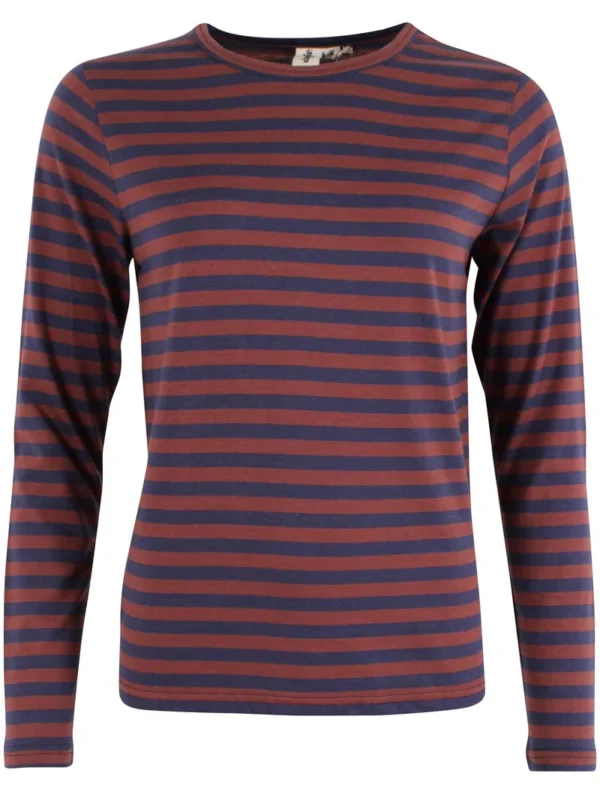 Danefae-Danejubii Modal Tee Dk Navy/Dk Merlot Klassische, langärmlige Bluse. Elegantes und zeitloses Design. Der weichste Baumwolle/Modal. Eine wunderschöne und klassische langärmlige Bluse, die ein Muss für die Basiskleidung ist! Neben ihrer Vielseitigkeit ist die Bluse auch sehr angenehm zu tragen, da das Material aus hochwertigem Modal/Jersey besteht. Das Material fällt schön und sitzt gut am Körper. Trage die Bluse unter einer Strickjacke, über einem kurzärmeligen Kleid oder solo. Material: 50 % Baumwolle, 45 % Modal und 5% Elasthan.