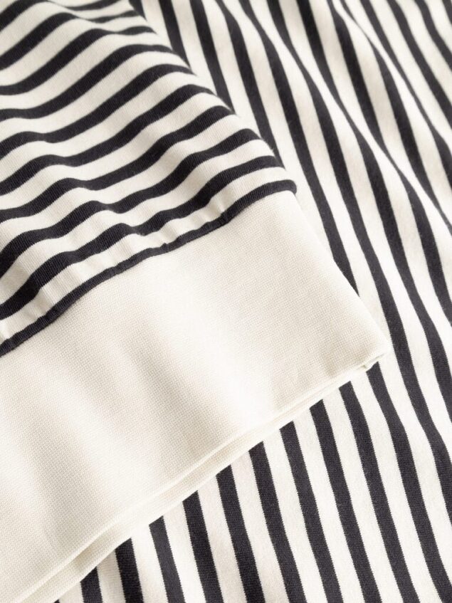 Mademoiselle YéYé-Langarmshirt mit Rippbündchen aus Bio-Baumwolle Drift Flair Top Farbe/Muster: Ministripes Toller Schnitt, tolle Ärmel – einfach ein Must-have für deinen Kleiderschrank. Nachhaltig und GOTS zertifiziert Leichte Jersey-Qualität Rundhalsausschnitt Lange Ballonärmel Rippbündchen am Saum und den Ärmeln 100% Baumwolle (organic) GOTS zertifziert