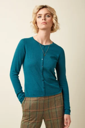 Strickjacke Roundneck Cocoon grün