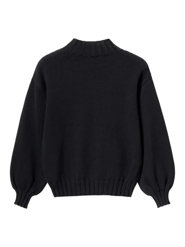 Strickpullover mit Wolke aus Bio-Baumwolle Weicher, dicker Flachstrick Lässige Passform Normale Länge Lange Ärmel Turtleneckkragen Aufgestricktes Wolkendesign