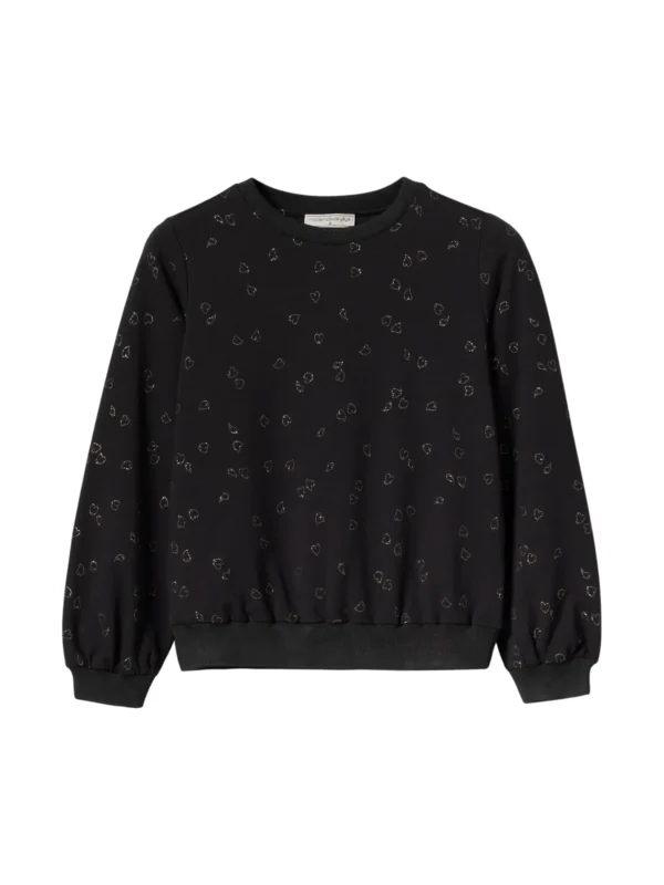 Here We Are Sweatshirt Nachhaltig und zertifiziert Weiche, kompakte Jersey Qualität Normale Passform Lange Ärmel mit Bündchen Süße, kleine Herzblätter wehen von den Bäumen. Dieser subtile kleine Print kann was. Damit versprühst du ein bischen Liebe – mit Glitzer!