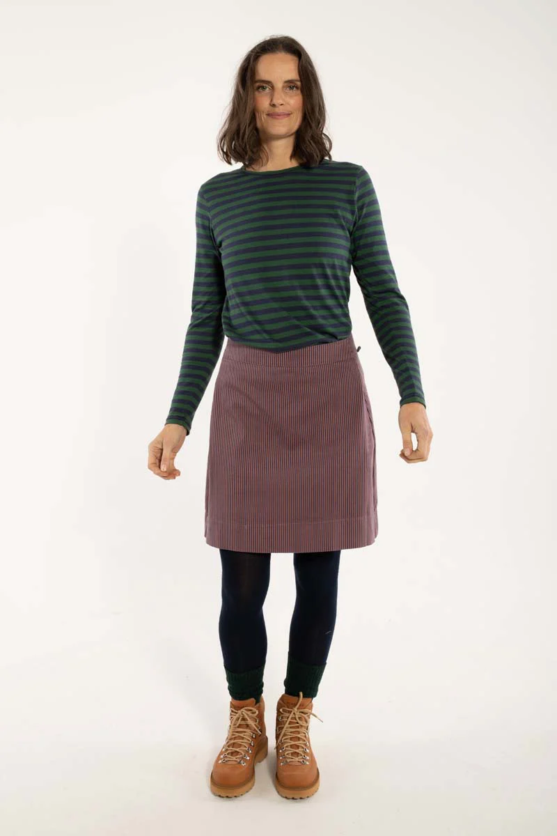 Danefae Rock Danelondon Stretch Canvas Canvasrock mit Milkboy-Streifen Reißverschluss hinten Aus dehnbaren Canvas kleidsam Düsseldorf Fairfashion