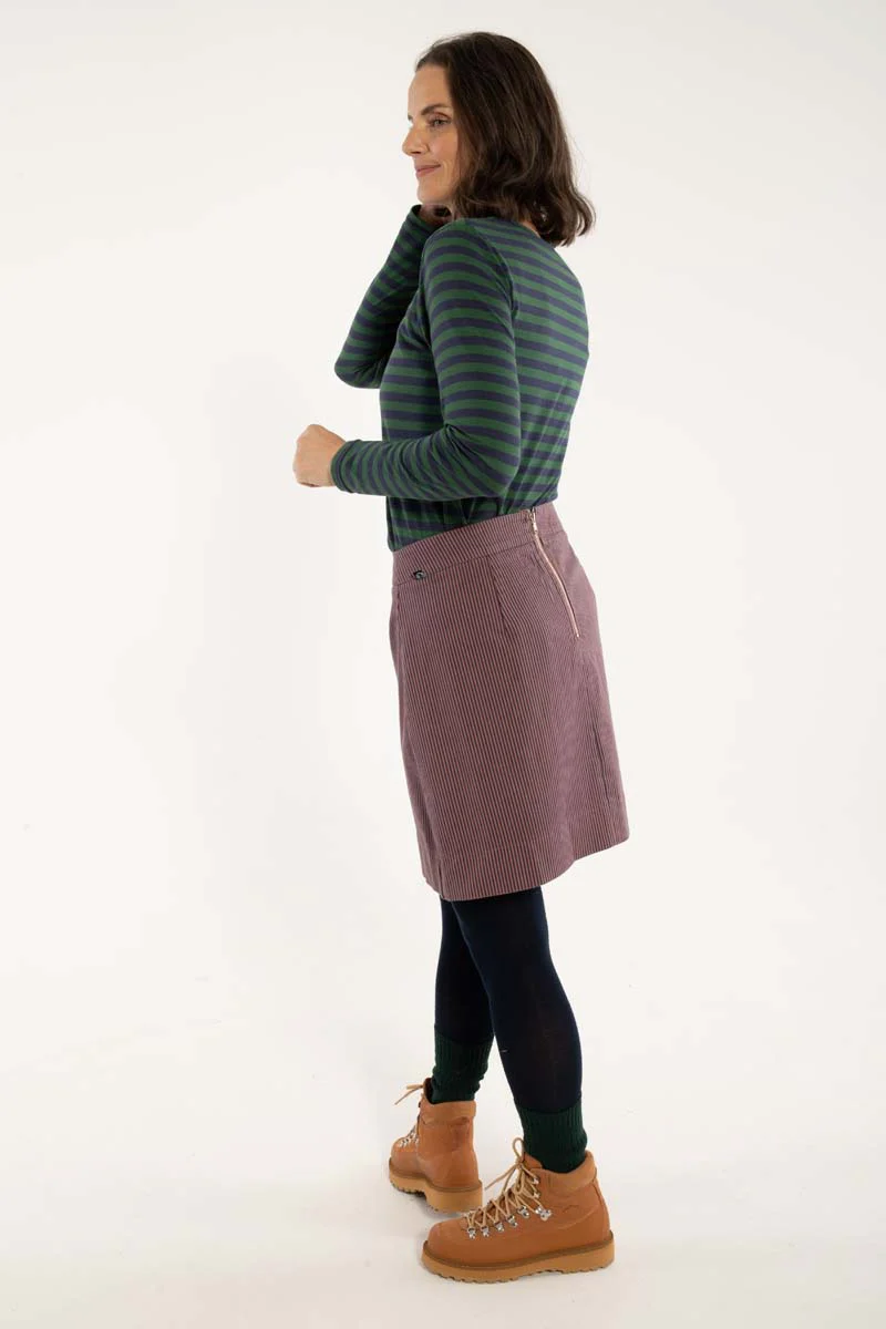 Danefae Rock Danelondon Stretch Canvas Canvasrock mit Milkboy-Streifen Reißverschluss hinten Aus dehnbaren Canvas kleidsam Düsseldorf Fairfashion