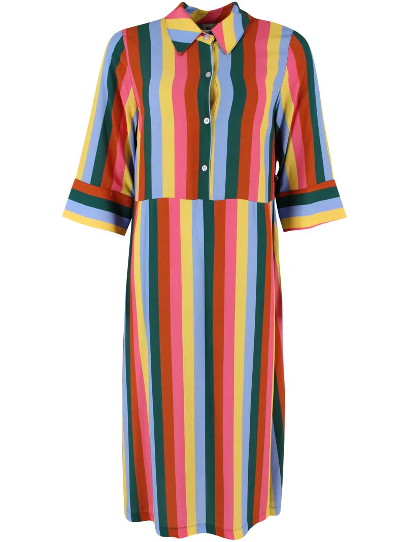 Danefae Kleid Daneharvest Fruitful Hemdblusenkleid Knopfleiste vorne bis zur Taille 3/4 Ärmel 100% Viskose kleidsam Fairfashion Düsseldorf