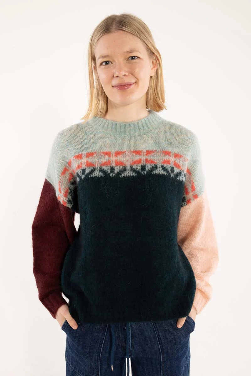 Danefae Pullover Danebloom Alpaca Multi Wollpullover mit nordischem Muster Überschnittene Schultern und Ärmel in verschiedenen Farben OEKO-TEX®- und RWS-zertifiziert kleidsam Düsseldorf