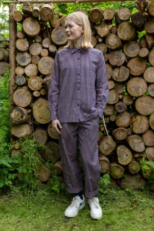 Hose Danefunt Seersucker Mauve/Dark Navy